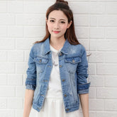 Straight Collar Vintage Blue Long Sleeve Denim Coat Jacket